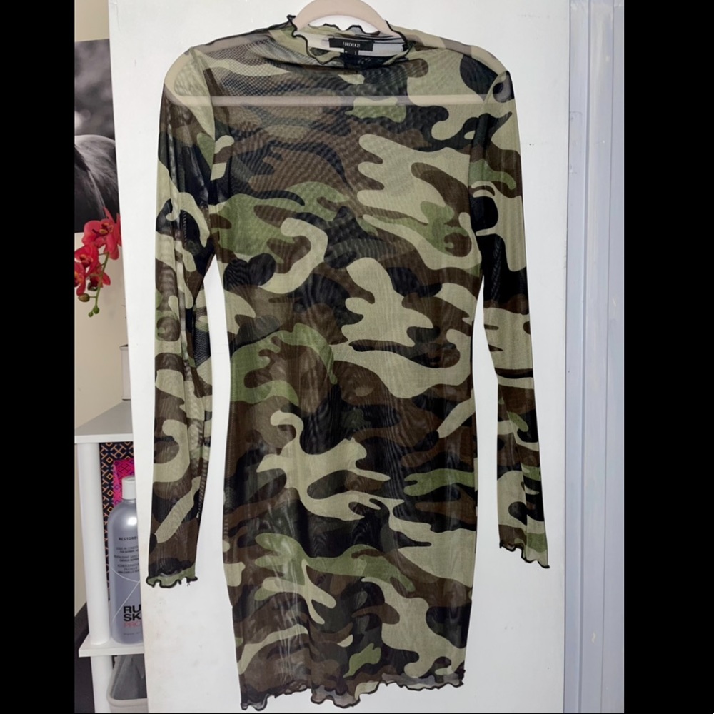 Camo sheer dress